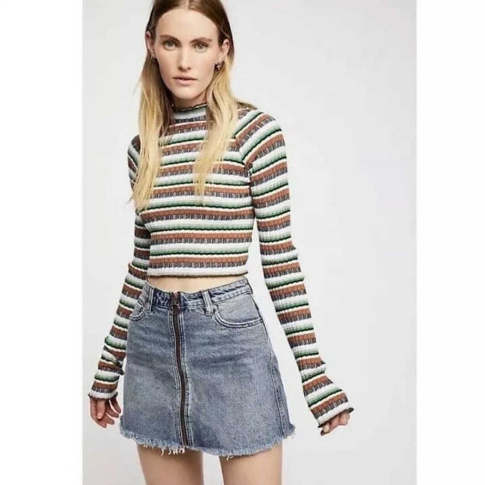 WE THE FREE Zip It Up Denim Skirt